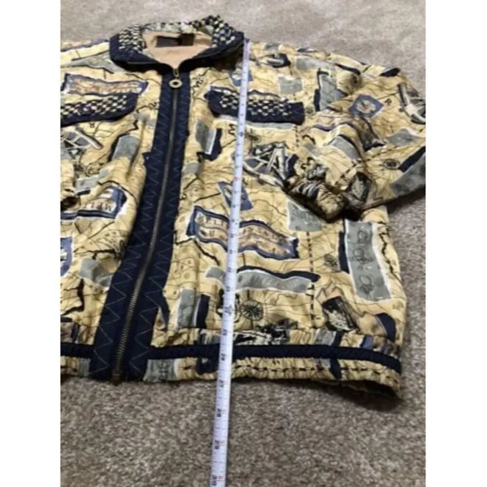 Mureli 100% Silk Women’s Jacket Shirt Nautical Multicolor Zip Pocket Size XL - Picture 4 of 12